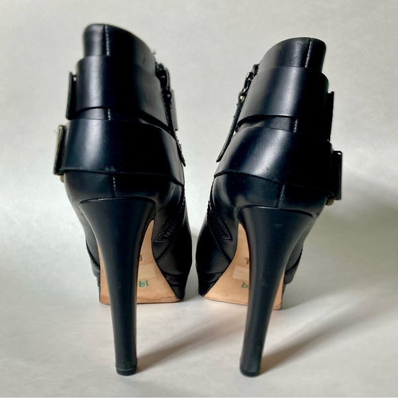 Diesel Melrose Sydney Double Buckle Leather Booties Platform Heel Boots 41 / 10 - Picture 7 of 11